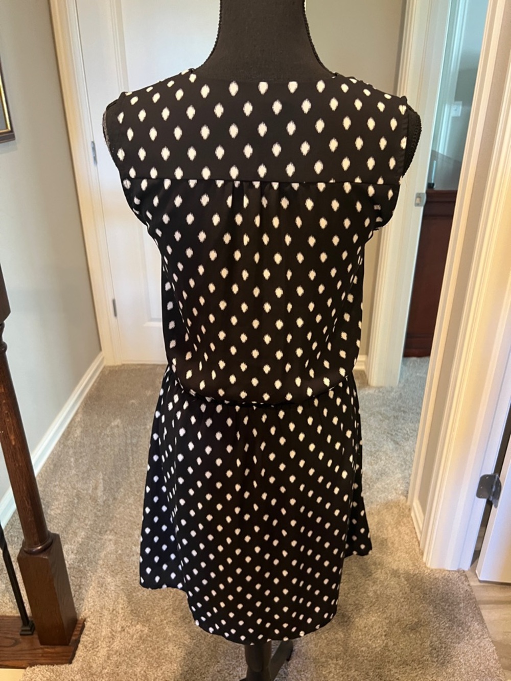 H&M Black Mini Dress with White Dot Pattern and Button Front - Picture 6 of 8